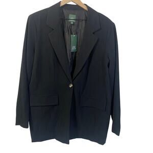 Wild Fable NWT Black One Button Blazer Jacket Notched Collar Front Pockets Sz XL